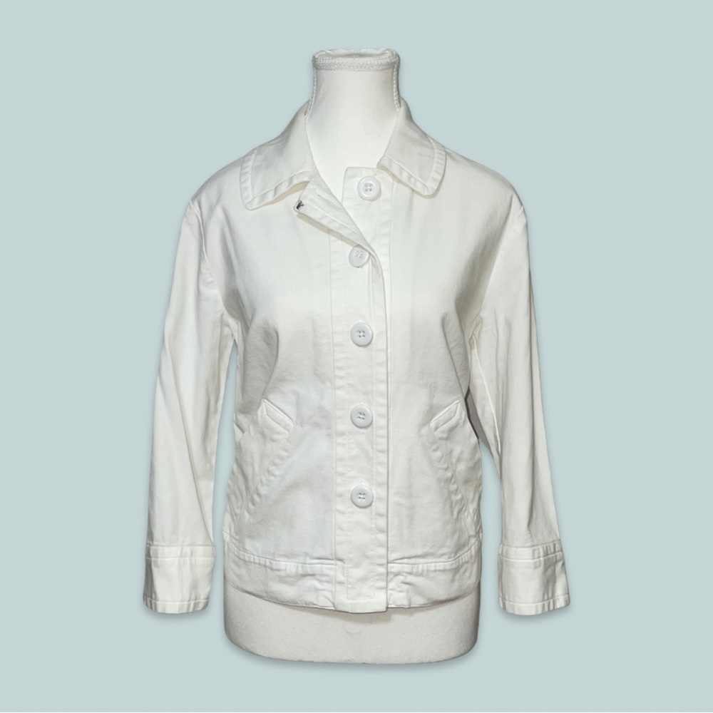 Talbots Lightweight Button Down White Jacket - image 2